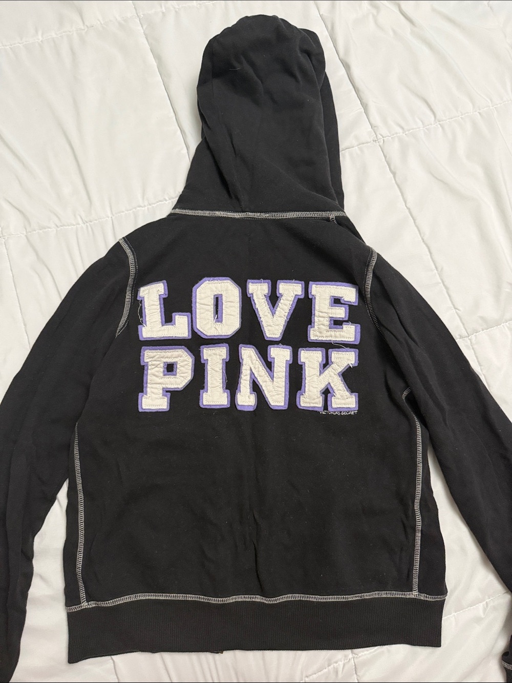 PINK Victoria's Secret Black Hoodie with 'LOVE PINK' Graphic